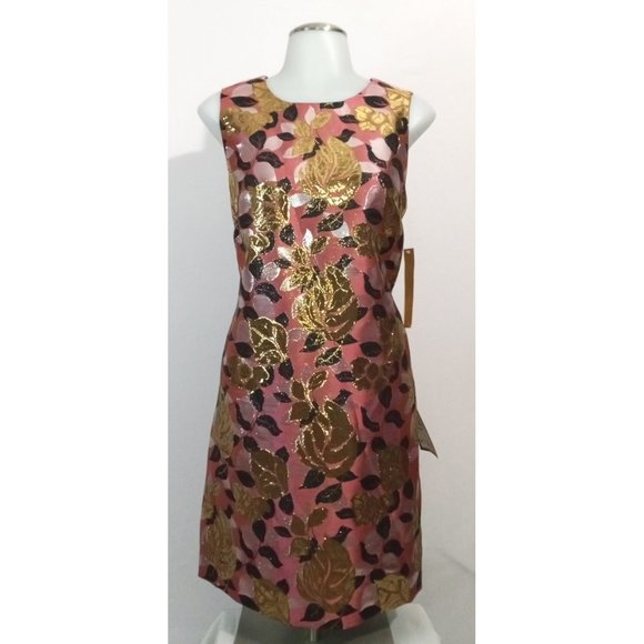 NWT Rachel Roy Designer Metallic Autumn Colors Dress Lined Sz 8 - Picture 2 of 7